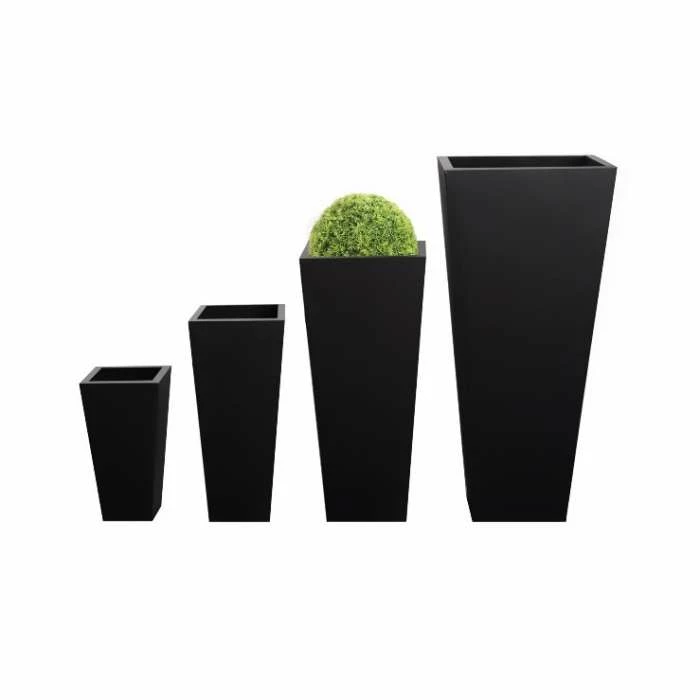 H70cm Zinc Galvanised Black Flared Square Planter - By Primrose™ 1 H70cm Zinc Galvanised Black Flared Square Planter - By Primrose™