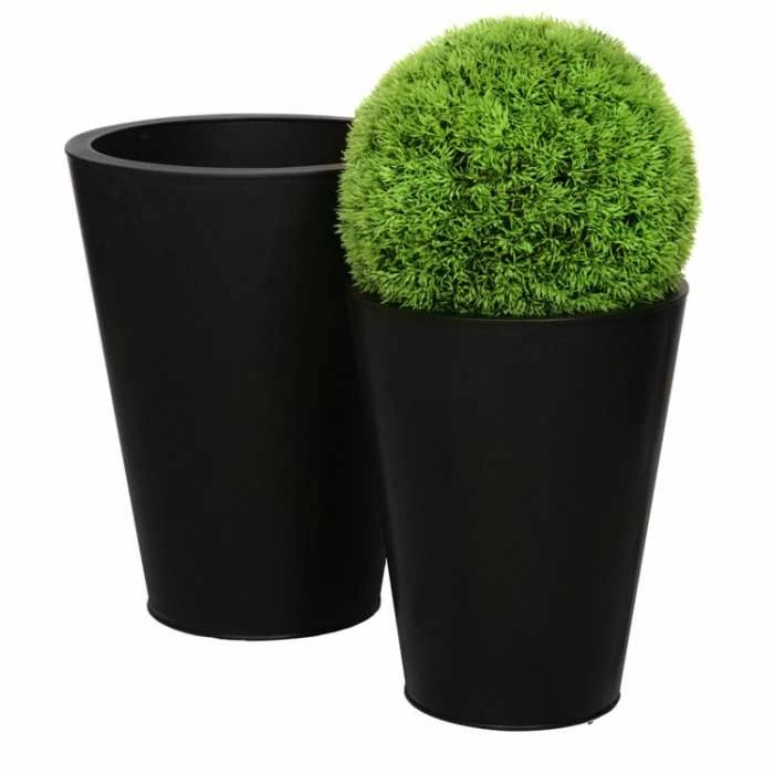 H39.5cm Zinc Galvanised Black Cone Planter - By Primrose™ 1 H39.5cm Zinc Galvanised Black Cone Planter - By Primrose™