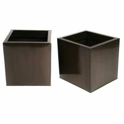 40cm Zinc Galvanised Mocha Brown Cube Planter - By Primrose™ -Outdoor PLANTERS Shop PP0041L add image 3 1f7a