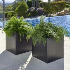 40cm Zinc Galvanised Large Black Cube Planter by Primrose™ 7 40cm Zinc Galvanised Large Black Cube Planter by Primrose™ -Outdoor PLANTERS Shop PP0078L add image 1 3d1b
