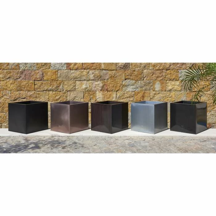 40cm Zinc Galvanised Large Black Cube Planter by Primrose™ 4 40cm Zinc Galvanised Large Black Cube Planter by Primrose™ - Image 4