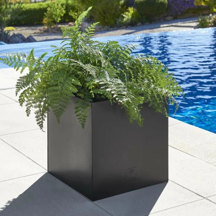 40cm Zinc Galvanised Large Black Cube Planter by Primrose™ 1 40cm Zinc Galvanised Large Black Cube Planter by Primrose™