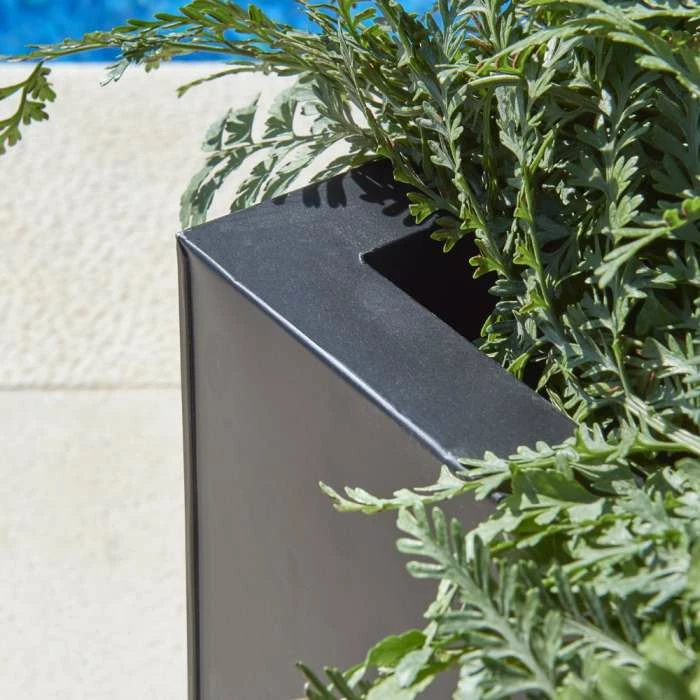 40cm Zinc Galvanised Large Black Cube Planter by Primrose™ 2 40cm Zinc Galvanised Large Black Cube Planter by Primrose™ - Image 2