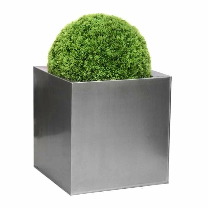 60cm Silver Zinc Galvanised Cube Planters - By Primrose™ 1 60cm Silver Zinc Galvanised Cube Planters - By Primrose™