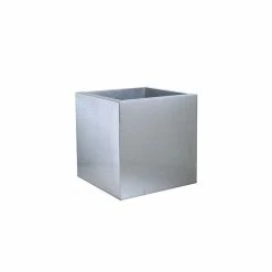40cm Zinc Galvanised Silver Cube Planters - By Primrose™ -Outdoor PLANTERS Shop PP0079L add image 6 9ce3