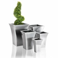 H49cm Zinc Galvanised Silver Flared Square Planter - By Primrose™ -Outdoor PLANTERS Shop PP0250M add image 2 ca2a