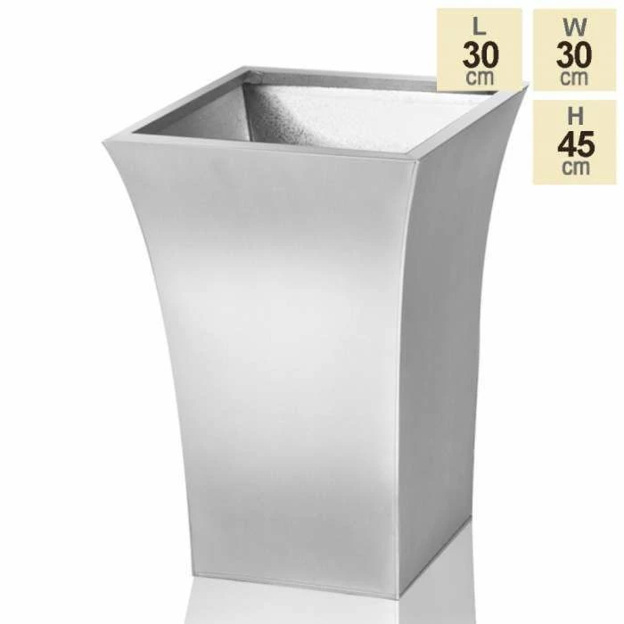 H42.5cm Zinc Galvanised Silver Flared Square Planter -By Primrose™ 5 H42.5cm Zinc Galvanised Silver Flared Square Planter -By Primrose™ - Image 5