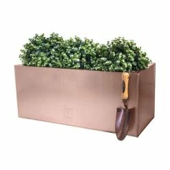 64cm Zinc Galvanised Trough Planter in a Copper Finish by Primrose™ -Outdoor PLANTERS Shop PP0261M add image 2 cfde