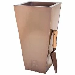 H48cm Zinc Galvanised Flared Square Planter in a Copper Finish by Primrose™ -Outdoor PLANTERS Shop PP0262S add image 4 6dad