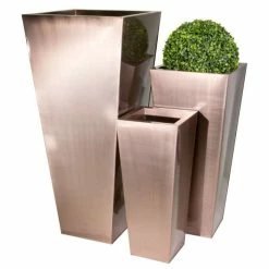 H48cm Zinc Galvanised Flared Square Planter in a Copper Finish by Primrose™ -Outdoor PLANTERS Shop PP0262S add image 5 ef1f