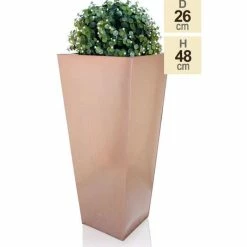 H48cm Zinc Galvanised Flared Square Planter in a Copper Finish by Primrose™ -Outdoor PLANTERS Shop PP0262S e90c