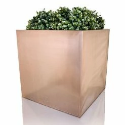 60cm Zinc Galvanised Cube Planter in a Copper Finish by Primrose™ -Outdoor PLANTERS Shop PP0264J add image 3 ac7d