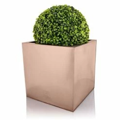 30cm Zinc Galvanised Cube Planter in a Copper Finish by Primrose™ -Outdoor PLANTERS Shop PP0264M add image 3 2b9d