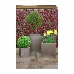 30cm Zinc Galvanised Cube Planter in a Copper Finish by Primrose™ -Outdoor PLANTERS Shop PP0264M add image 6 876e