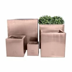 50cm Zinc Galvanised Cube Planter in a Copper Finish by Primrose™ -Outdoor PLANTERS Shop PP0264XL add image 3 e2c6