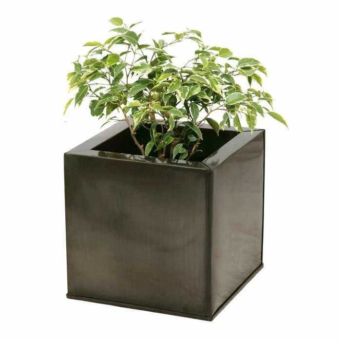 60cm Zinc Galvanised Pewter Cube Planter - By Primrose™ 1 60cm Zinc Galvanised Pewter Cube Planter - By Primrose™