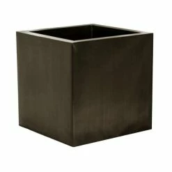 30cm Zinc Galvanised Pewter Cube Pot - By Primrose™ -Outdoor PLANTERS Shop PP0335M add image 2 c908