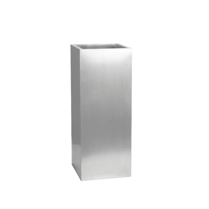 H100cm Zinc Galvanised Tall Silver Cube Planter - By Primrose™ 2 H100cm Zinc Galvanised Tall Silver Cube Planter - By Primrose™ - Image 2