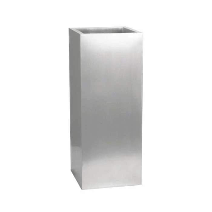H75cm Zinc Galvanised Tall Silver Cube Planter - By Primrose™ 2 H75cm Zinc Galvanised Tall Silver Cube Planter - By Primrose™ - Image 2