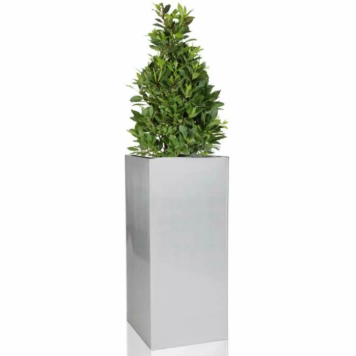 H50cm Zinc Galvanised Tall Cube Planters in Silver - By Primrose™ 7 H50cm Zinc Galvanised Tall Cube Planters in Silver - By Primrose™ - Image 7