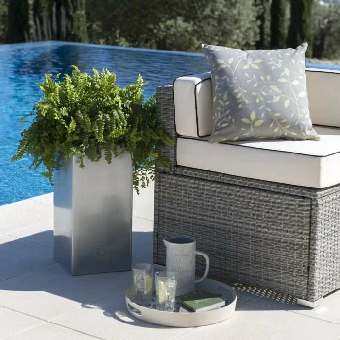 H50cm Zinc Galvanised Tall Cube Planters in Silver - By Primrose™ 1 H50cm Zinc Galvanised Tall Cube Planters in Silver - By Primrose™