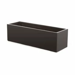 80cm Fibreglass Trough Planter in Matt Black - By Primrose™