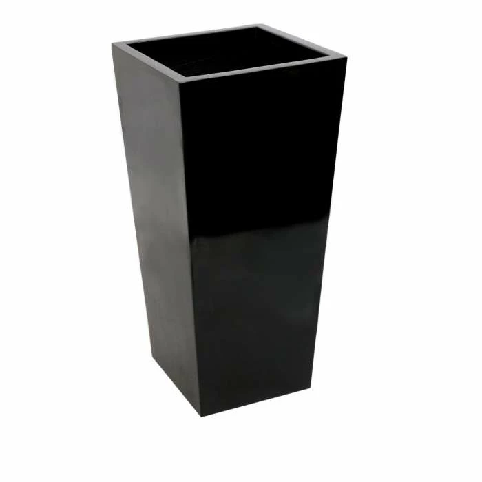 90cm x 40cm Gloss Tall Flared Square Fibreglass Planter in Black - by Primrose™ 1 90cm x 40cm Gloss Tall Flared Square Fibreglass Planter in Black - by Primrose™