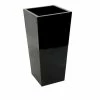 1.2m x 43cm Gloss Tall Flared Square Fibreglass Planter Black - By Primrose™