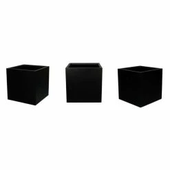 H60cm Fibreglass Cube Planter in Matt Black - By Primrose™ -Outdoor PLANTERS Shop PP0408L add image 3 ce51