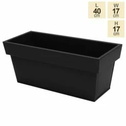 40cm Zinc Edge Black Trough Planters - By Primrose™ -Outdoor PLANTERS Shop PP0440S 3255