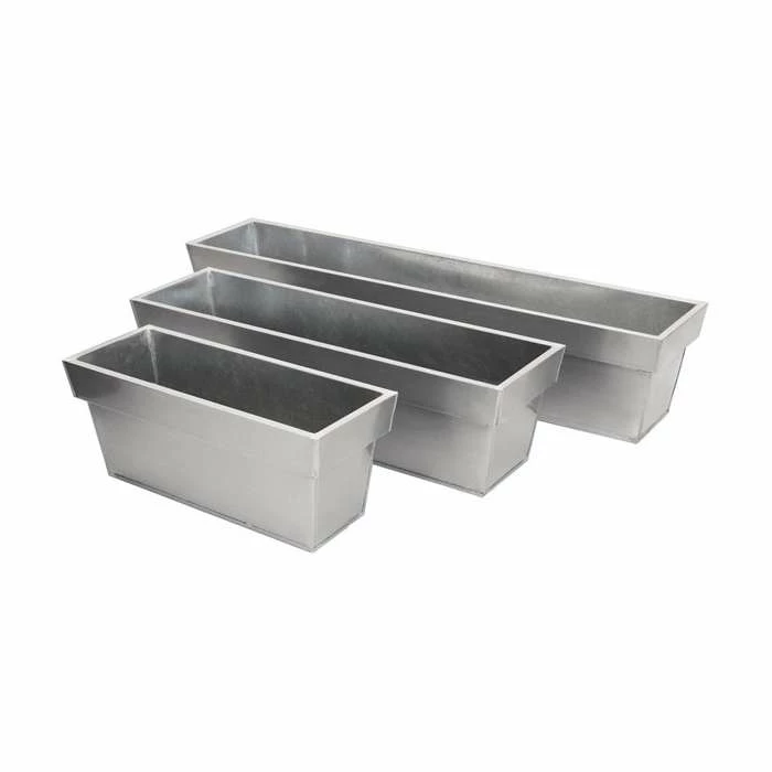 60cm Zinc Edge Silver Trough Planter - By Primrose™ 1 60cm Zinc Edge Silver Trough Planter - By Primrose™