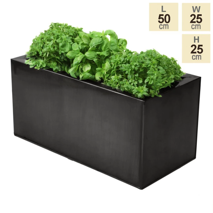 50cm Zinc Pewter Kitchen Herb Planter - By Primrose™ 2 50cm Zinc Pewter Kitchen Herb Planter - By Primrose™ - Image 2