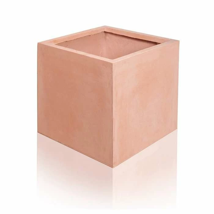 25cm Terracotta Fibrecotta Small Cube Planter 4 25cm Terracotta Fibrecotta Small Cube Planter - Image 4