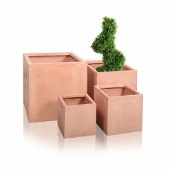 25cm Terracotta Fibrecotta Small Cube Planter 10 25cm Terracotta Fibrecotta Small Cube Planter -Outdoor PLANTERS Shop PP0452S add image 4 2374