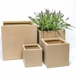 30cm Fibrecotta Medium Sand Cube Pot 12 30cm Fibrecotta Medium Sand Cube Pot -Outdoor PLANTERS Shop PP0453M add image 5 0843