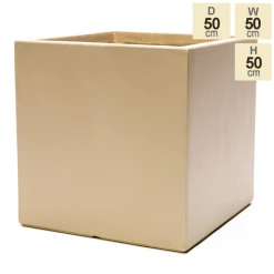 50cm Fibrecotta XL Sand Finish Cube Planter -Outdoor PLANTERS Shop PP0453XL main image 531b