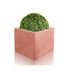 40cm Terracotta Fibrecotta Textured Large Cube Planter