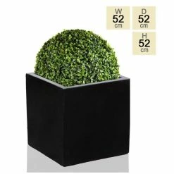 52cm Polystone XL Black Cube Planter