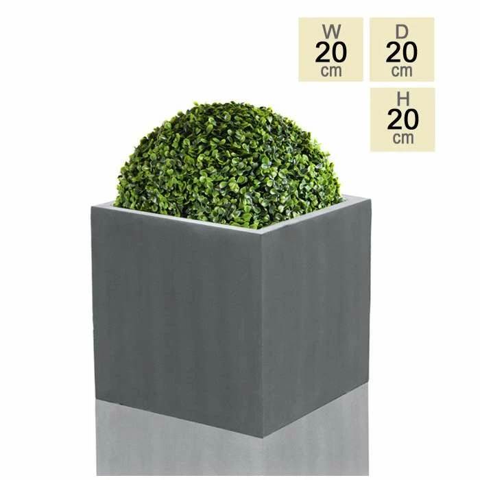 20cm Polystone Small Grey Cube Planter 1 20cm Polystone Small Grey Cube Planter