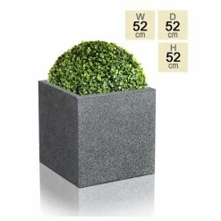 52cm Poly-Terrazzo XL Black Cube Planter