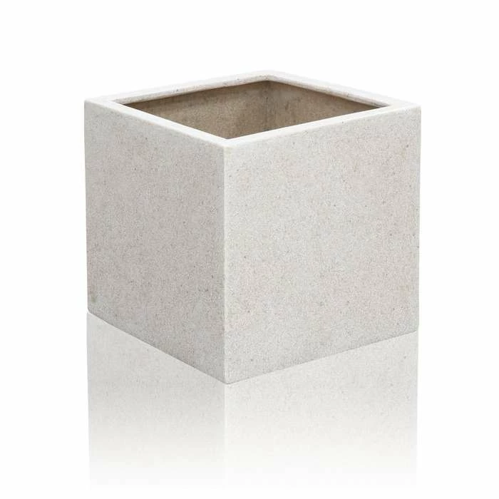 40cm Poly-Terrazzo Large White Cube Planter 4 40cm Poly-Terrazzo Large White Cube Planter - Image 4