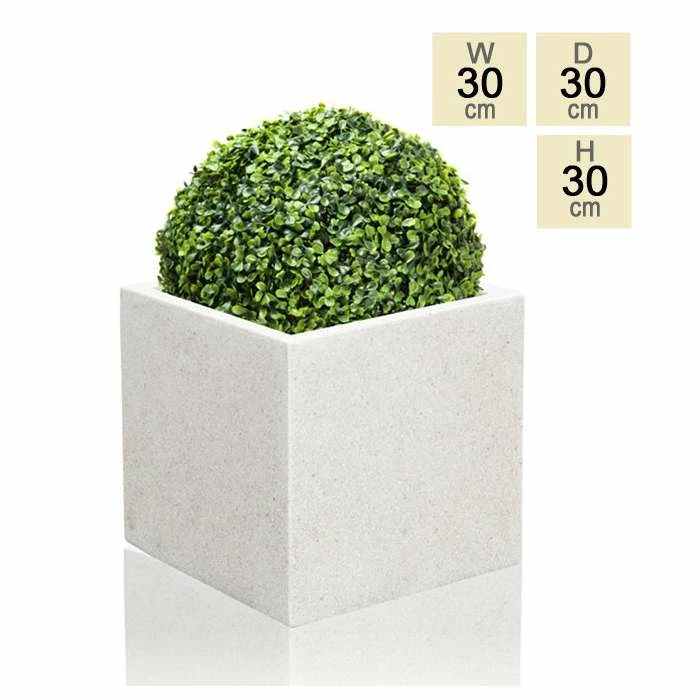30cm Poly-Terrazzo White Medium Cube Pot 1 30cm Poly-Terrazzo White Medium Cube Pot