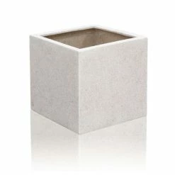 20cm Poly-Terrazzo Small White Cube Pot -Outdoor PLANTERS Shop PP0463S add image 3 ba28