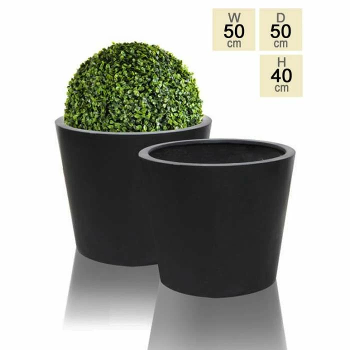 50cm Polystone Large Black Round Planter 1 50cm Polystone Large Black Round Planter