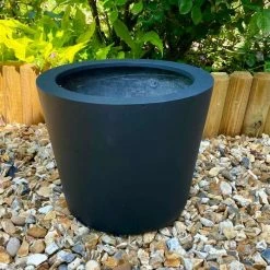 30cm Polystone Small Grey Round Pot Planter