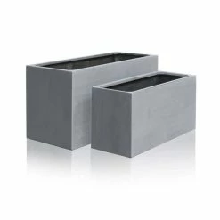 80cm Polystone Small Grey Trough Planter -Outdoor PLANTERS Shop PP0473S add image 4 e85b