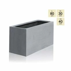 80cm Polystone Small Grey Trough Planter