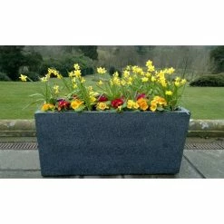 100cm Poly-Terrazzo Large Black Trough Planter 16 100cm Poly-Terrazzo Large Black Trough Planter -Outdoor PLANTERS Shop PP0474L add image 5 768d