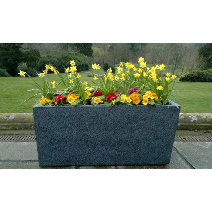 100cm Poly-Terrazzo Large Black Trough Planter 7 100cm Poly-Terrazzo Large Black Trough Planter - Image 7