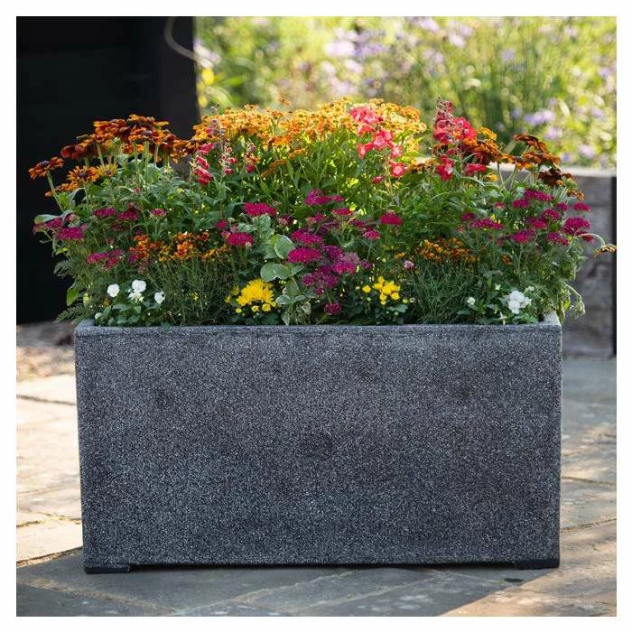 100cm Poly-Terrazzo Large Black Trough Planter 1 100cm Poly-Terrazzo Large Black Trough Planter